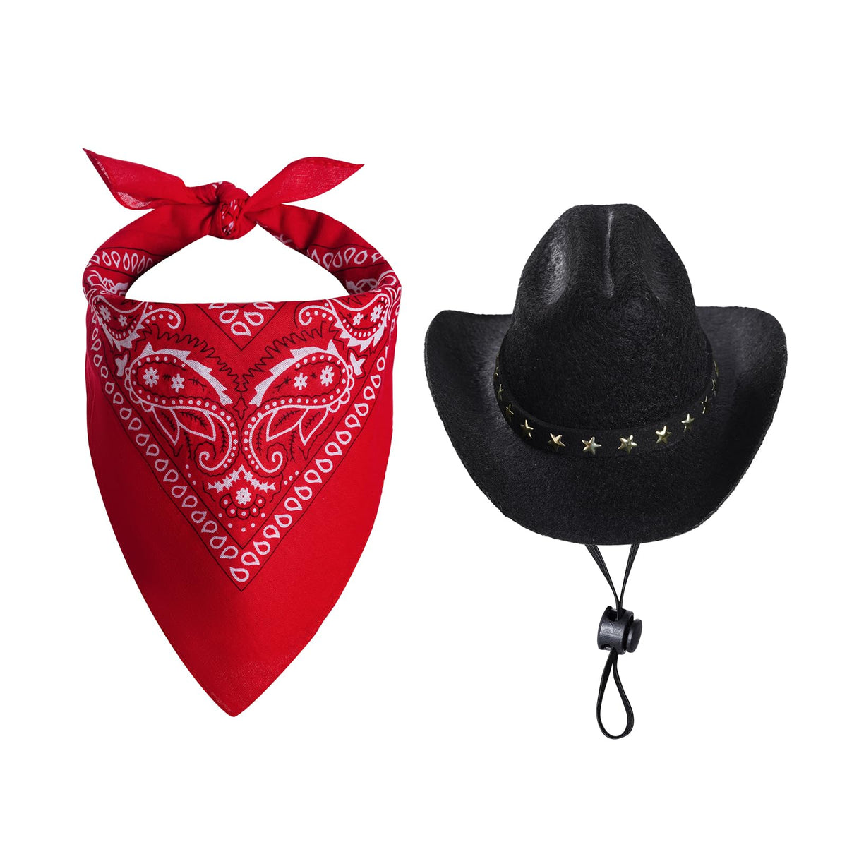 Bskifnn Pet Cowboy Costume Halloween Costumes for Small Pet Dogs Cat Cowboy Hat with Bandana Scarf Set Party Accessories (Black Small)
