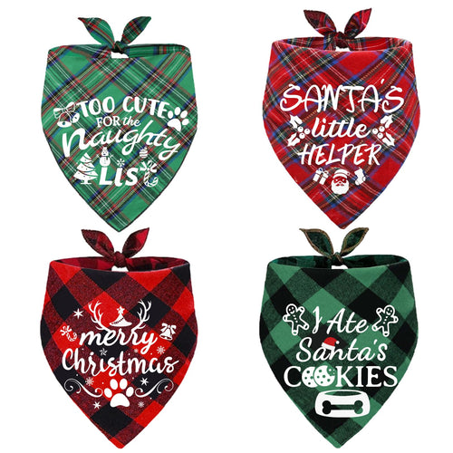 4 Pack Merry Christmas Dog Bandanas Classic Stylish Plaid Christmas Xmas Dog Christmas Bandanas Pet Scarf Bibs Gift Set Dog Bandanas Christmas for Small Medium Large Dogs Pets